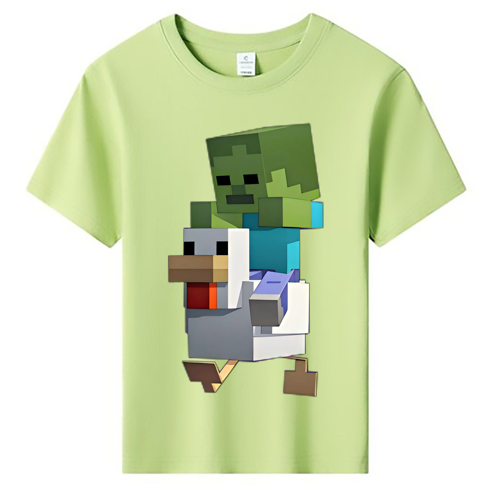 （画像用） マインクラフト ブロックの世界 Minecraft MC Block world 綿100％キッズTシャツ（フロントプリント）